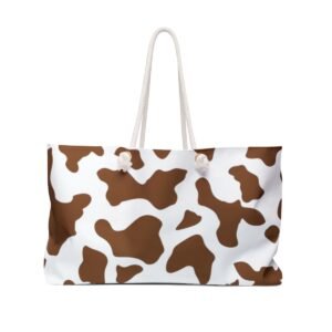 Brown and White Cowspots and Brown and White Stripes - Weekender Bag - Tote